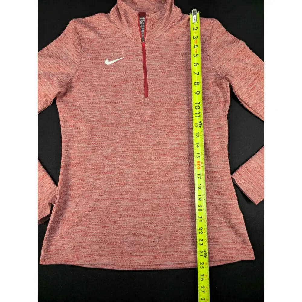 Nike Dri-FIT Womens Medium 1/4 Zip Pullover Red Heather Long Sleeve Athletic‎